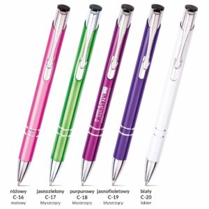 Cosmo długopisy metalowe - kolory różowy, jasnozielony, purpurowy, jasnofioletowy, biały